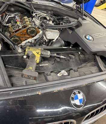 BMW Engine with valve cover removed
